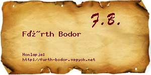 Fürth Bodor névjegykártya